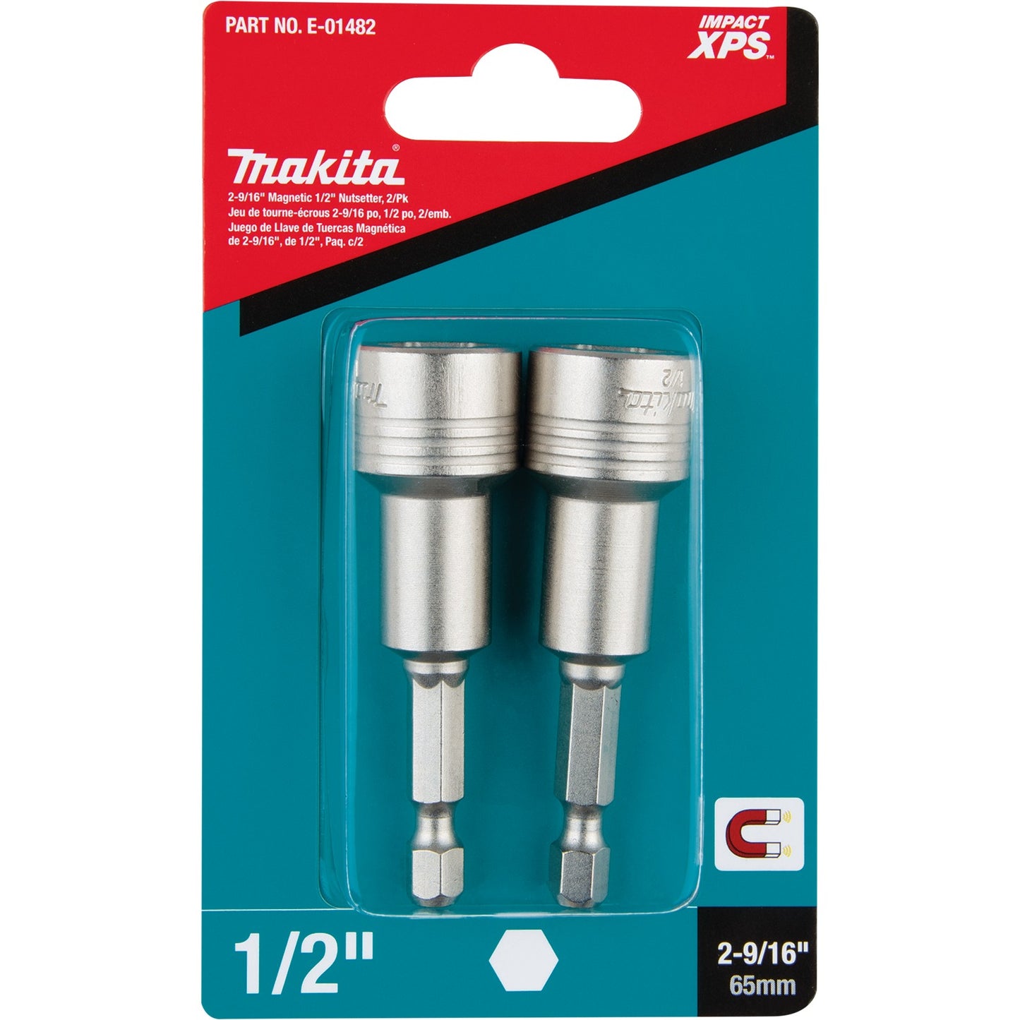 Makita E-01482 Impact XPS® 2‑9/16" Magnetic 1/2" Nutsetter, 2/pk