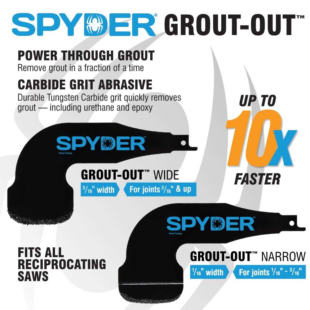 Spyder 100263 Spyder Reciprocating Saw Grout Removal Tool Attachment