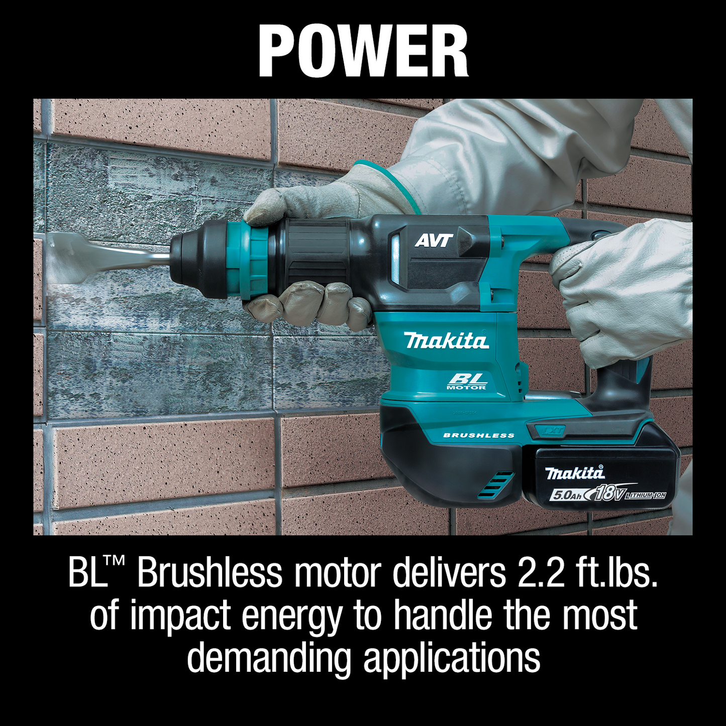Makita XKH01TJ 18V LXT® Lithium‑Ion Brushless Cordless SDS‑PLUS AVT® Power Scraper Kit (5.0Ah)