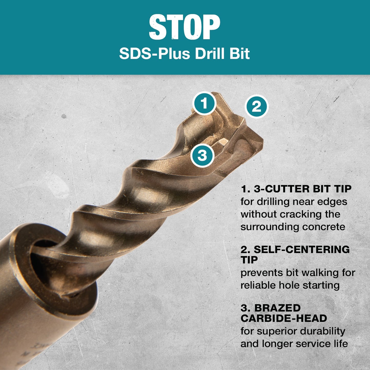 Makita B-68666 1/2" x 13/16" x 4" SDS‑PLUS Stop Bit, 3‑Cutter