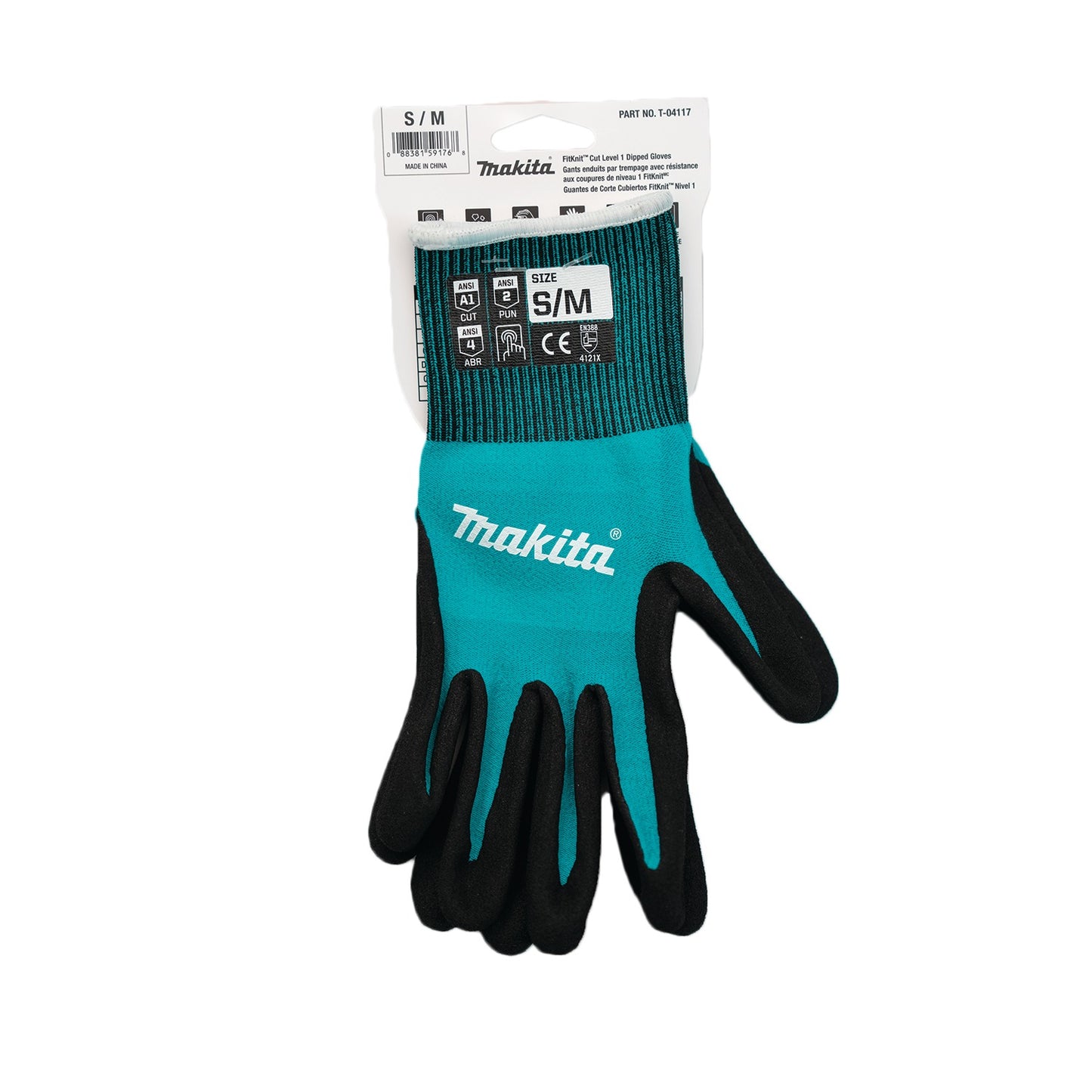 Makita T-04117 FitKnit™ Cut Level 1 Nitrile Coated Dipped Gloves (Small/Medium)
