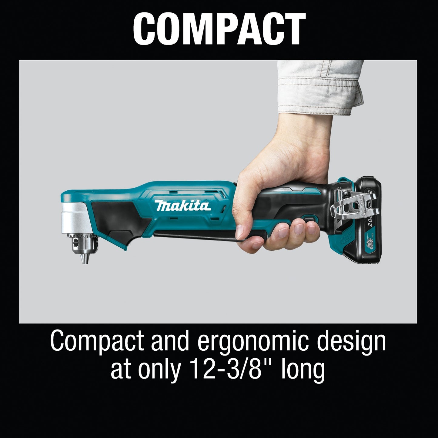 Makita AD03R1 12V max CXT® Lithium‑Ion Cordless 3/8" Right Angle Drill Kit (2.0Ah)
