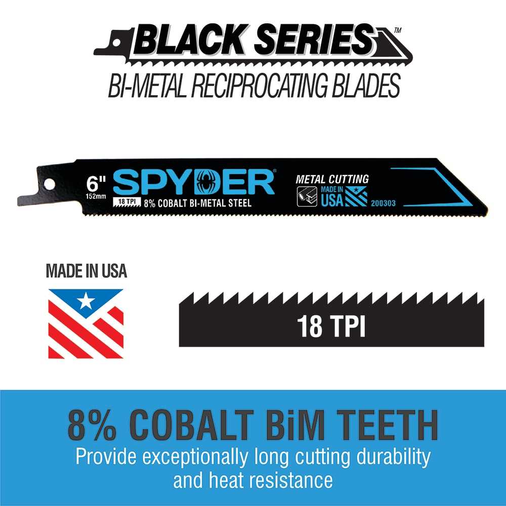 Spyder 200308 Spyder Bi-Metal Wood/Metal Cutting Demolition Reciprocating Saw Blade (14-Pack)