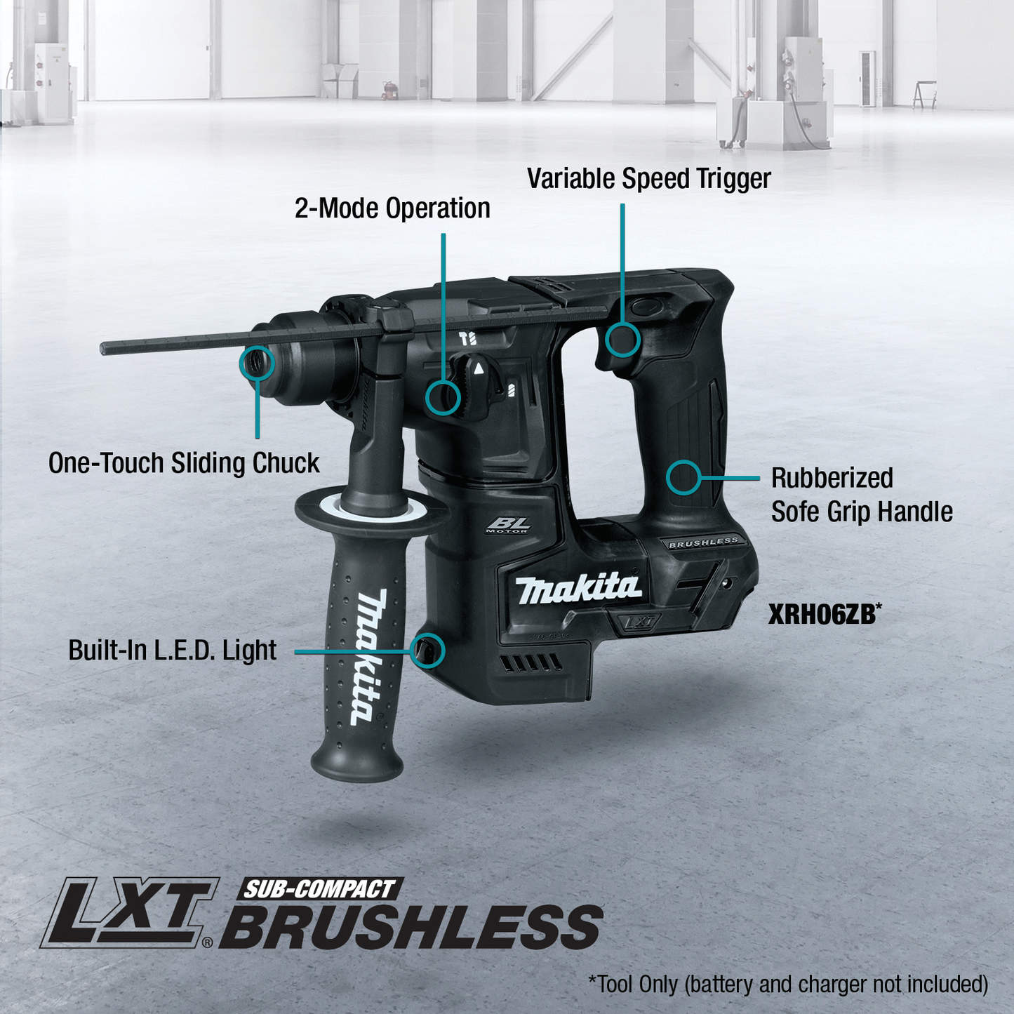 Makita XRH06ZB 18V LXT® Lithium‑Ion Sub‑Compact Brushless Cordless 11/16" SDS‑PLUS Rotary Hammer, Tool Only