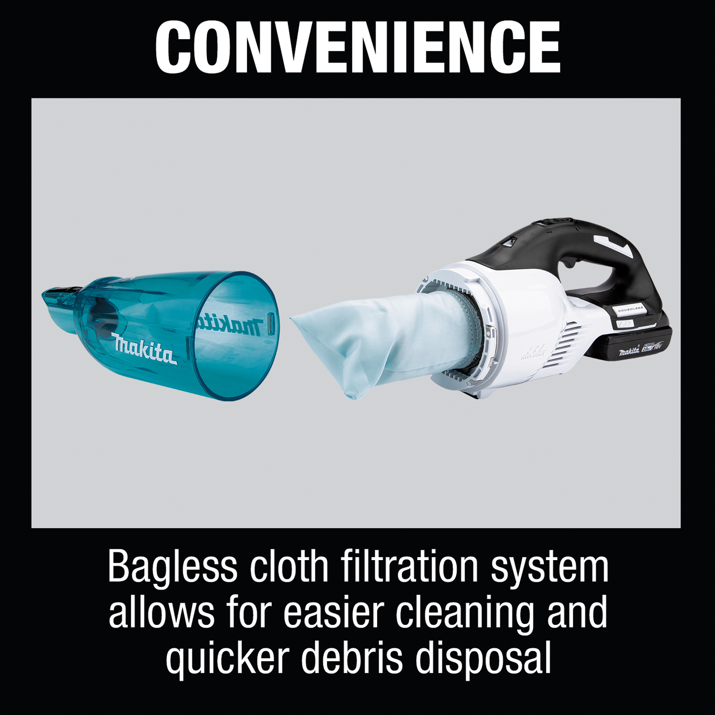 Makita XLC03R1WX4 18V LXT® Lithium‑ion Compact Brushless Cordless Vacuum Kit, Trigger w/ Lock (2.0Ah)
