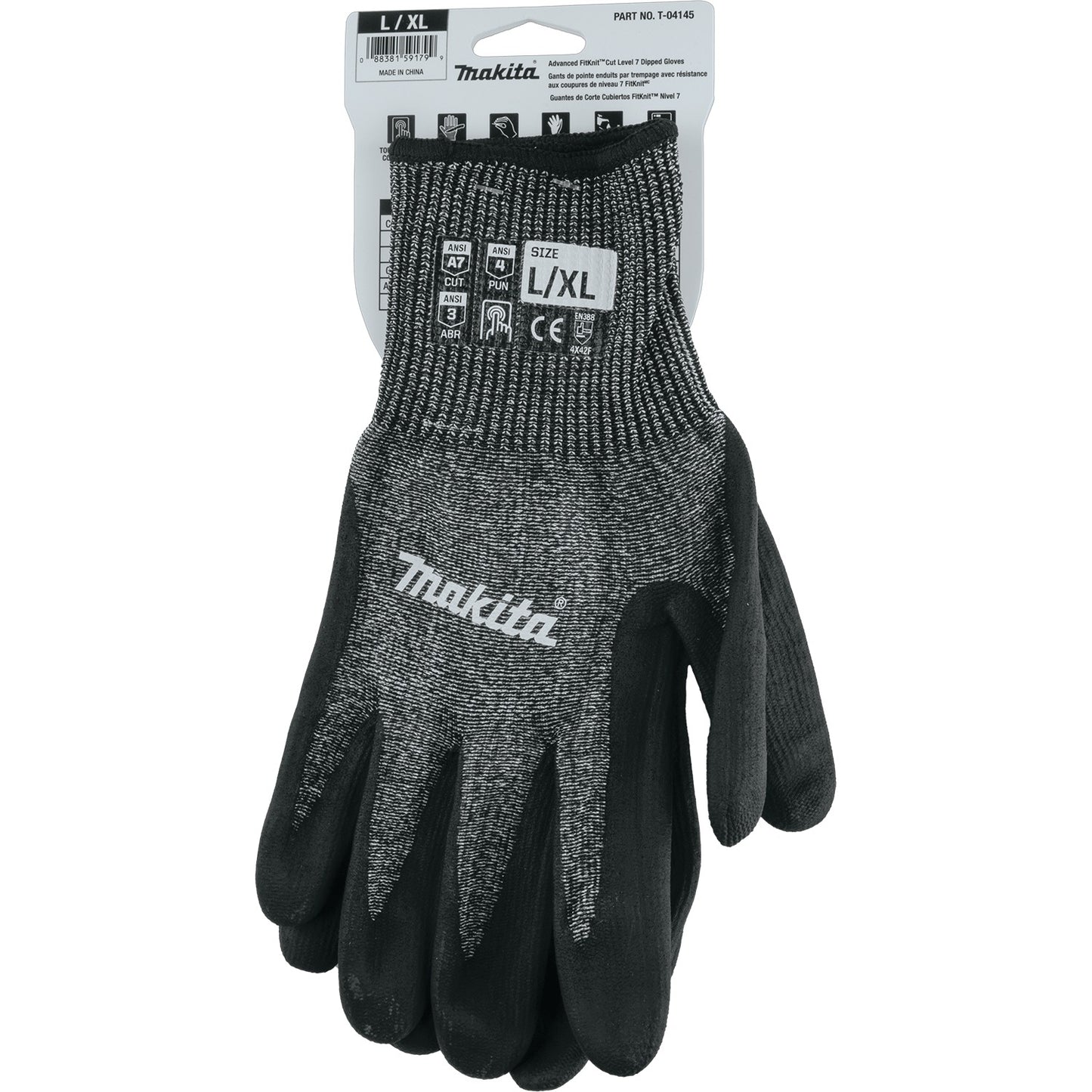 Makita T-04145 Advanced FitKnit™ Cut Level 7 Nitrile Coated Dipped Gloves (Large/X‑Large)