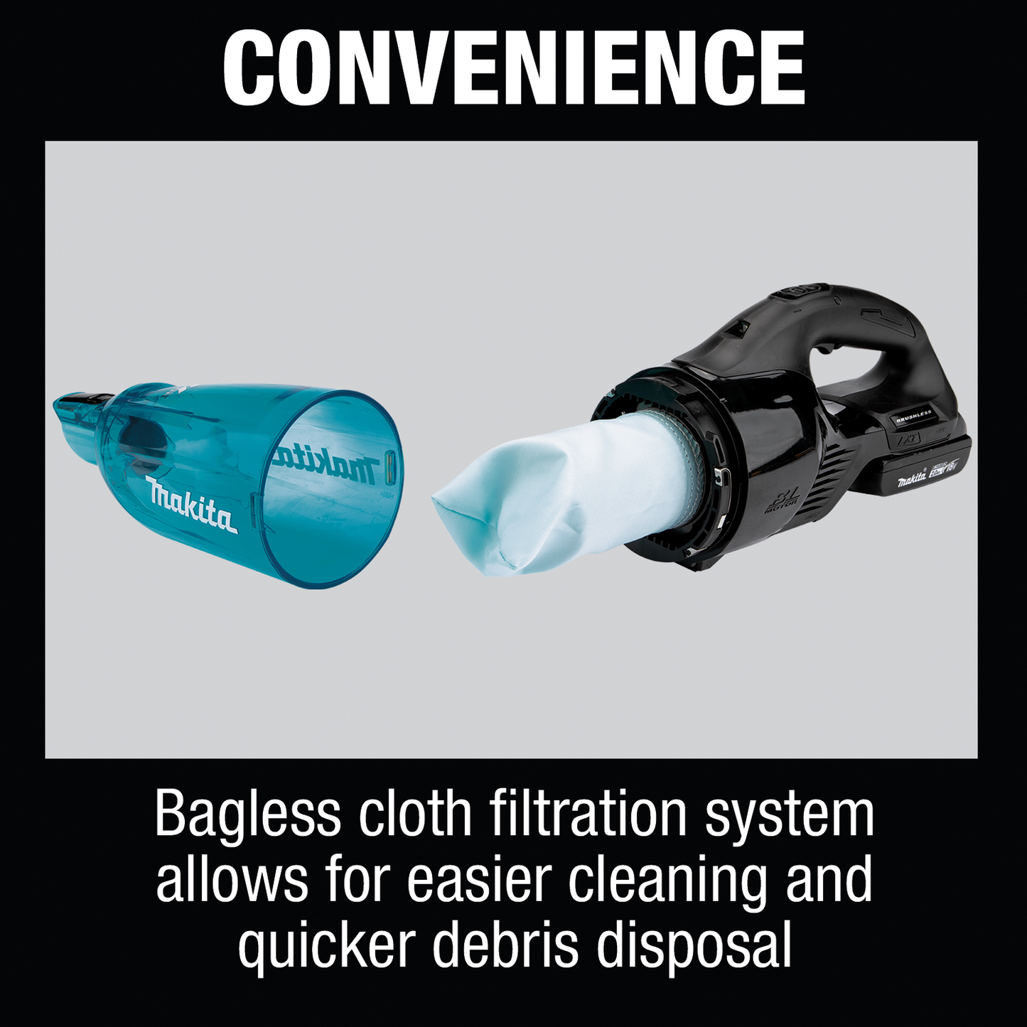 Makita XLC03R1BX4 18V LXT® Lithium‑ion Compact Brushless Cordless Vacuum Kit, Trigger w/ Lock (2.0Ah)
