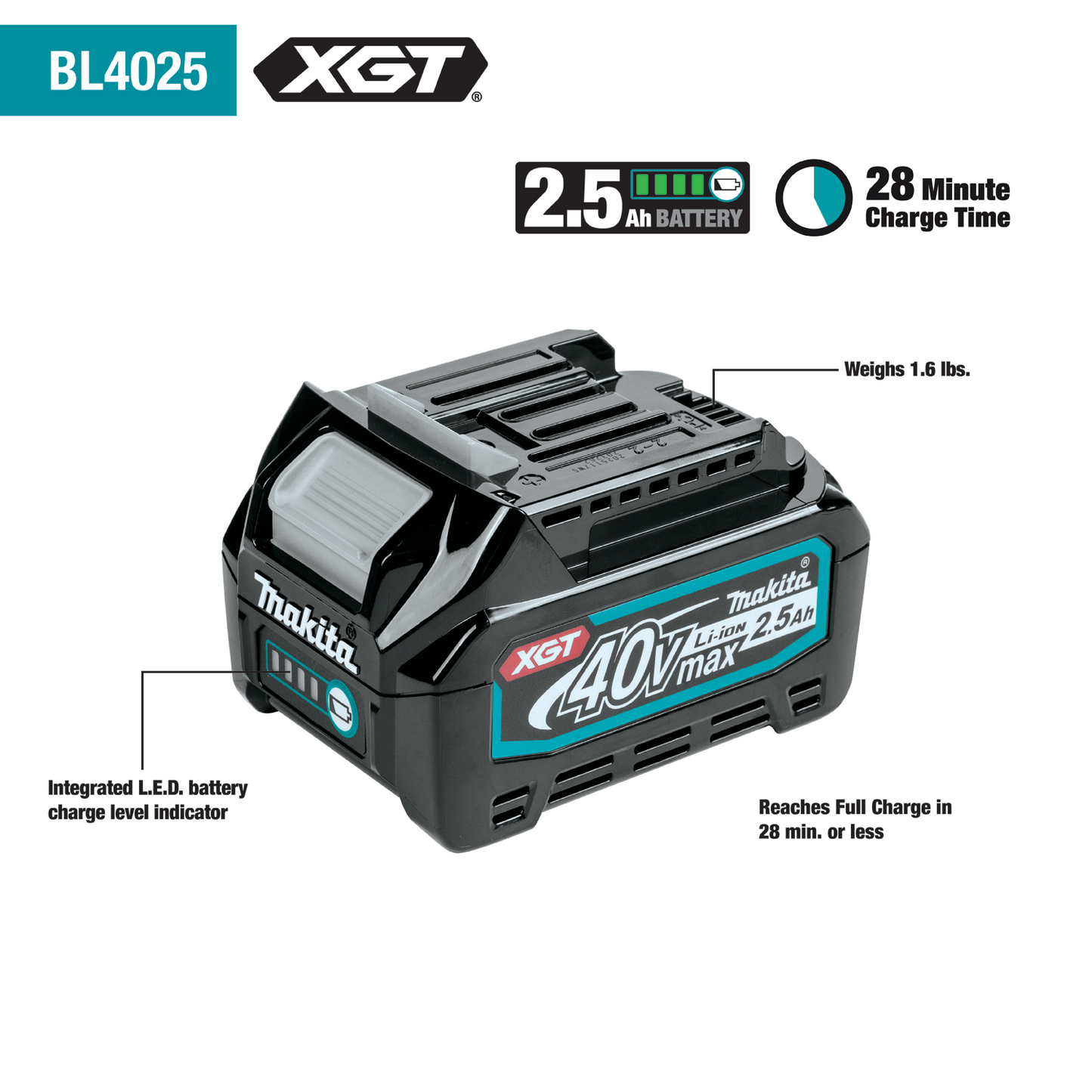 Makita GDT01D 40V max XGT® Brushless Cordless 4‑Speed Impact Driver Kit (2.5Ah)
