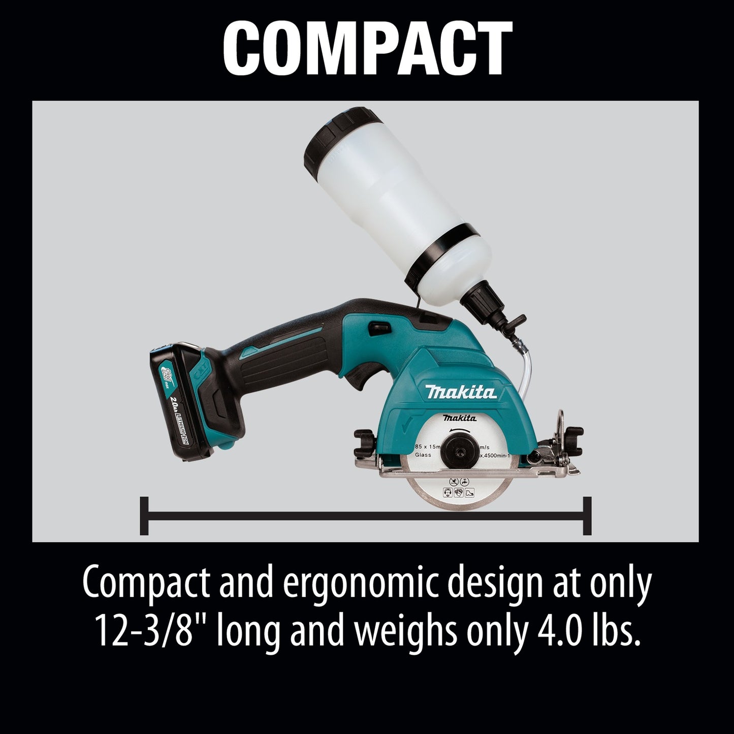 Makita CC02R1 12V max CXT® Lithium‑Ion Cordless 3‑3/8" Tile/Glass Saw Kit (2.0Ah)