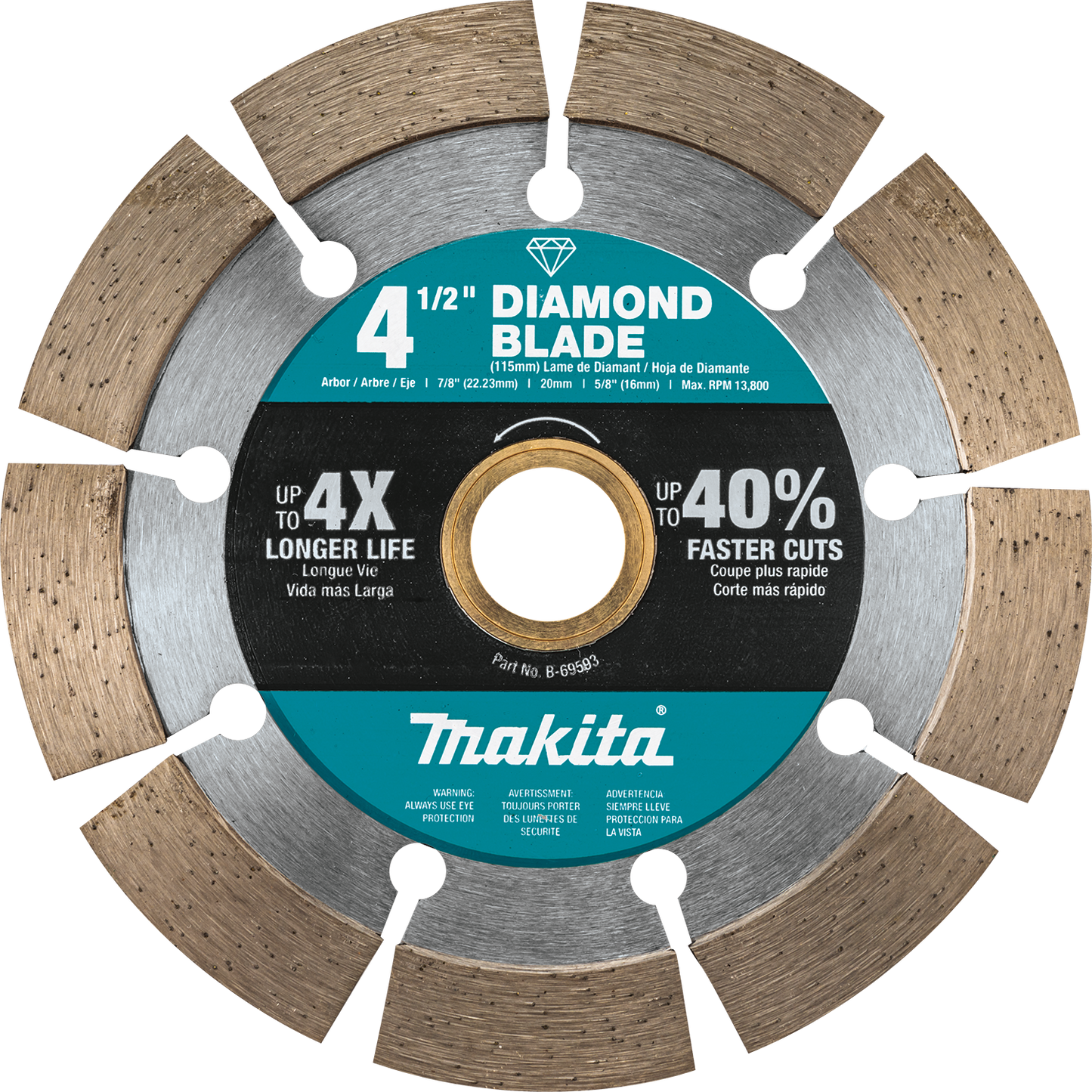 Makita B-69593 4‑1/2" Diamond Blade, Segmented, General Purpose