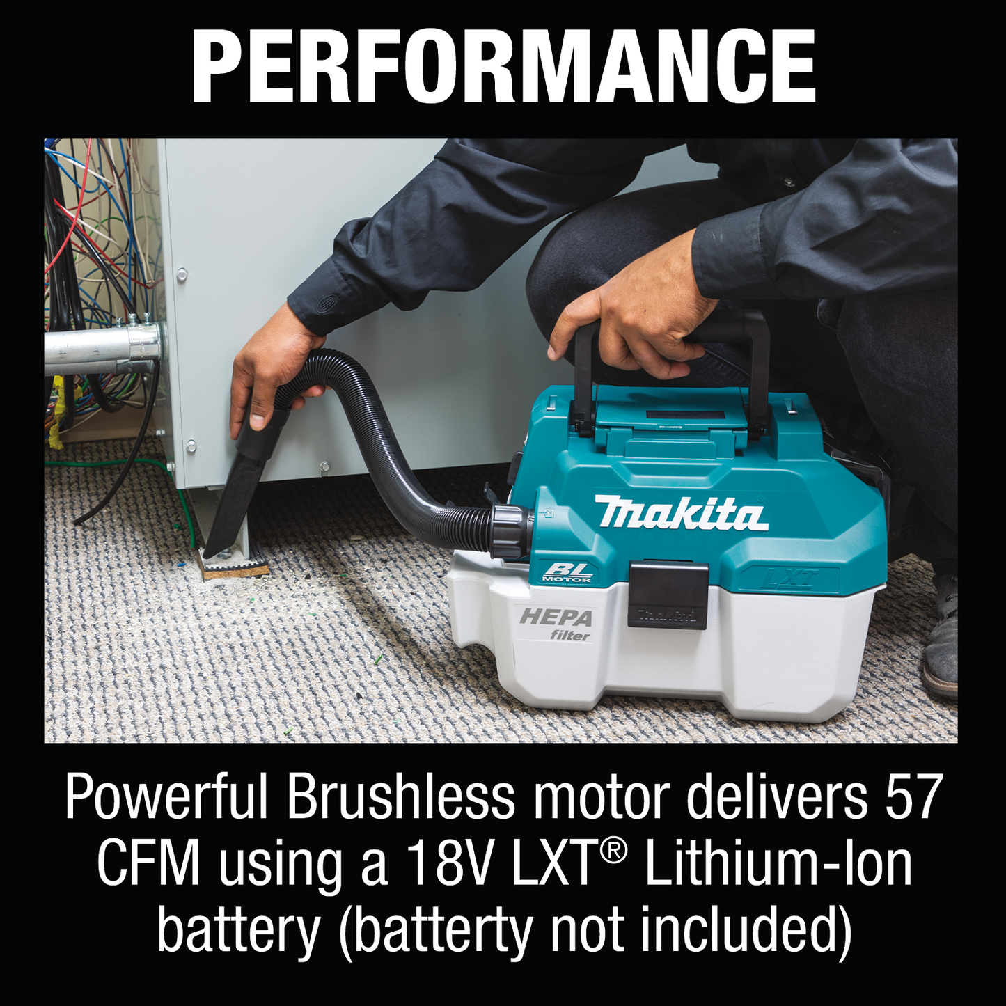 Makita XCV11T 18V LXT® Lithium‑Ion Brushless Cordless 2 Gallon HEPA Filter Portable Wet/Dry Dust Extractor/Vacuum Kit (5.0Ah)