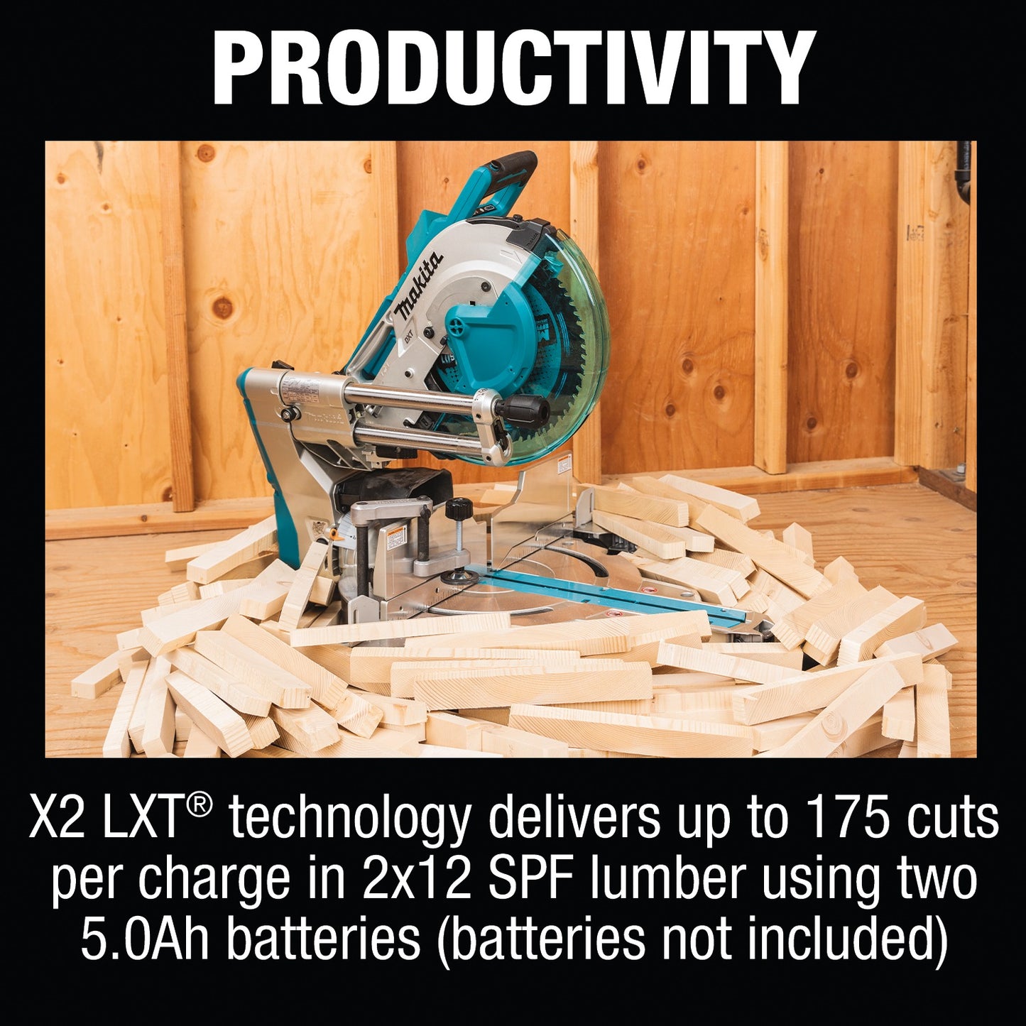 Makita XSL08Z 36V (18V X2) LXT® Brushless 12" Dual‑Bevel Sliding Compound Miter Saw, AWS® Capable and Laser, Tool Only