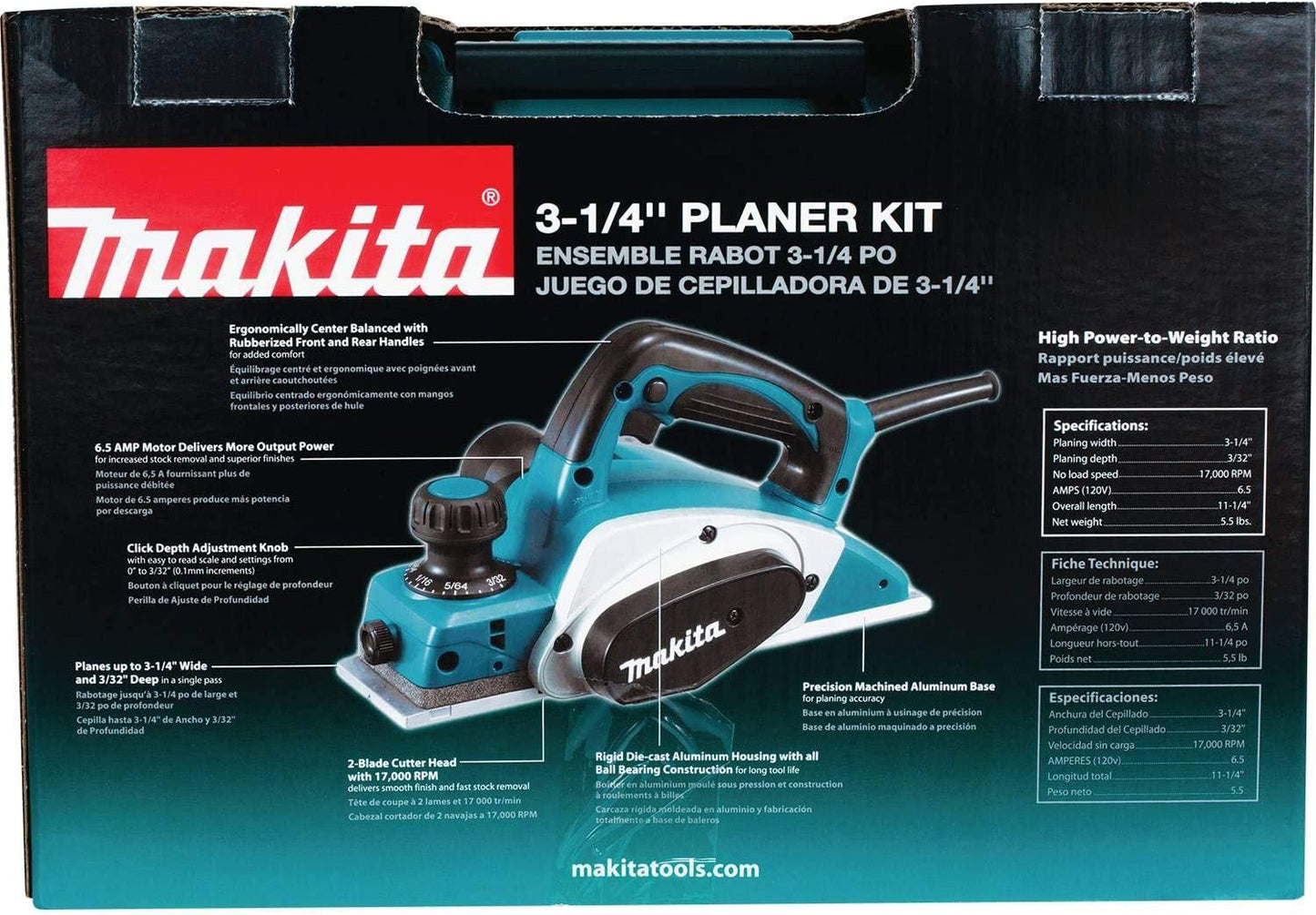Makita KP0800K 3‑1/4" Planer, with Tool Case