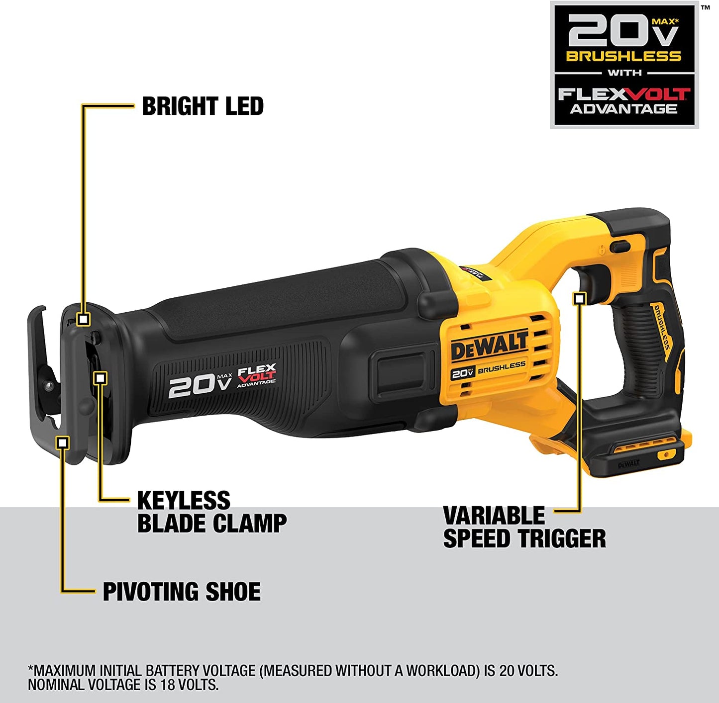 Dewalt DCS386B 20V Max* Brushless Cordless Reciprocating Saw With Flexvolt Advantage (Tool Only)