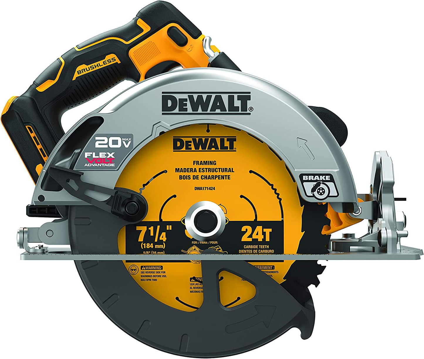 Dewalt DCS573B 20V Max* 7-1/4 In Brushless Cordless Circular Saw With Flexvolt Advantage (Tool Only)