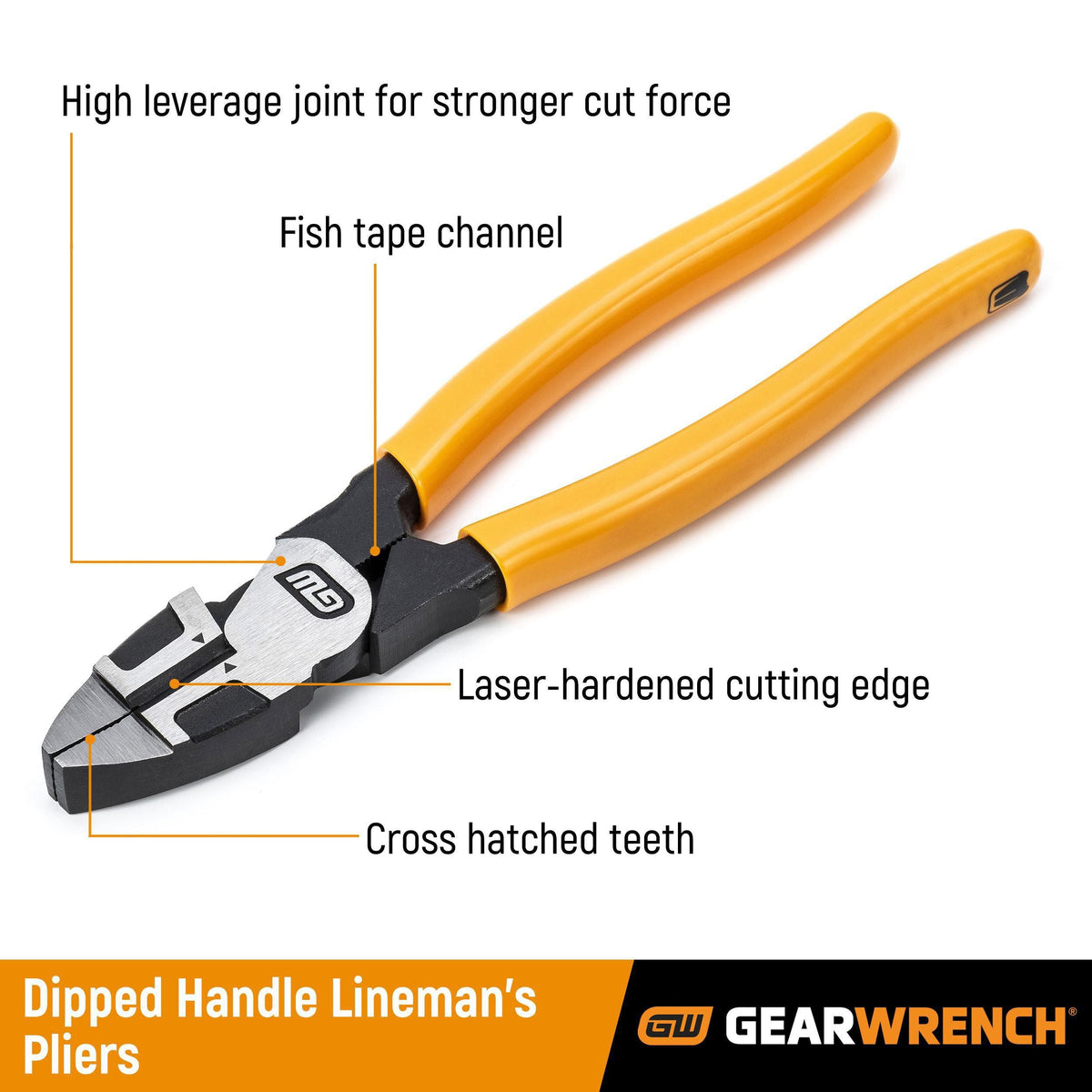 Gearwrench 82181 9-1/2" PITBULL Dipped Handle Lineman Pliers