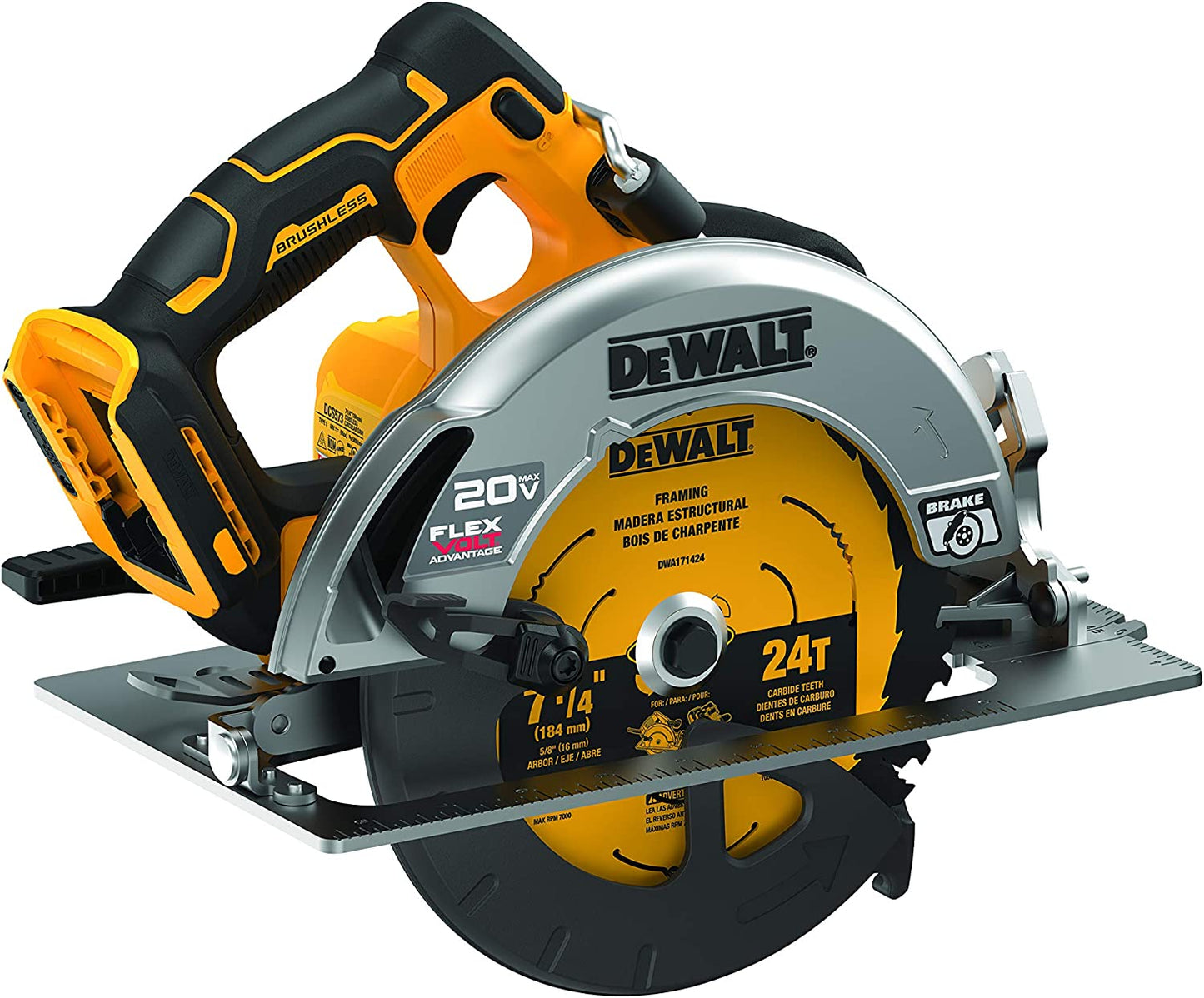 Dewalt DCS573B 20V Max* 7-1/4 In Brushless Cordless Circular Saw With Flexvolt Advantage (Tool Only)