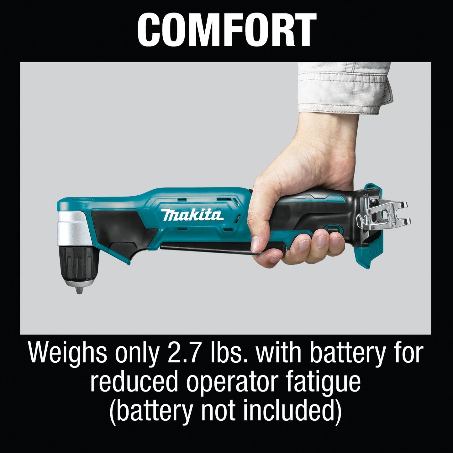 Makita AD04Z 12V max CXT® Lithium‑Ion Cordless 3/8" Right Angle Drill, Tool Only