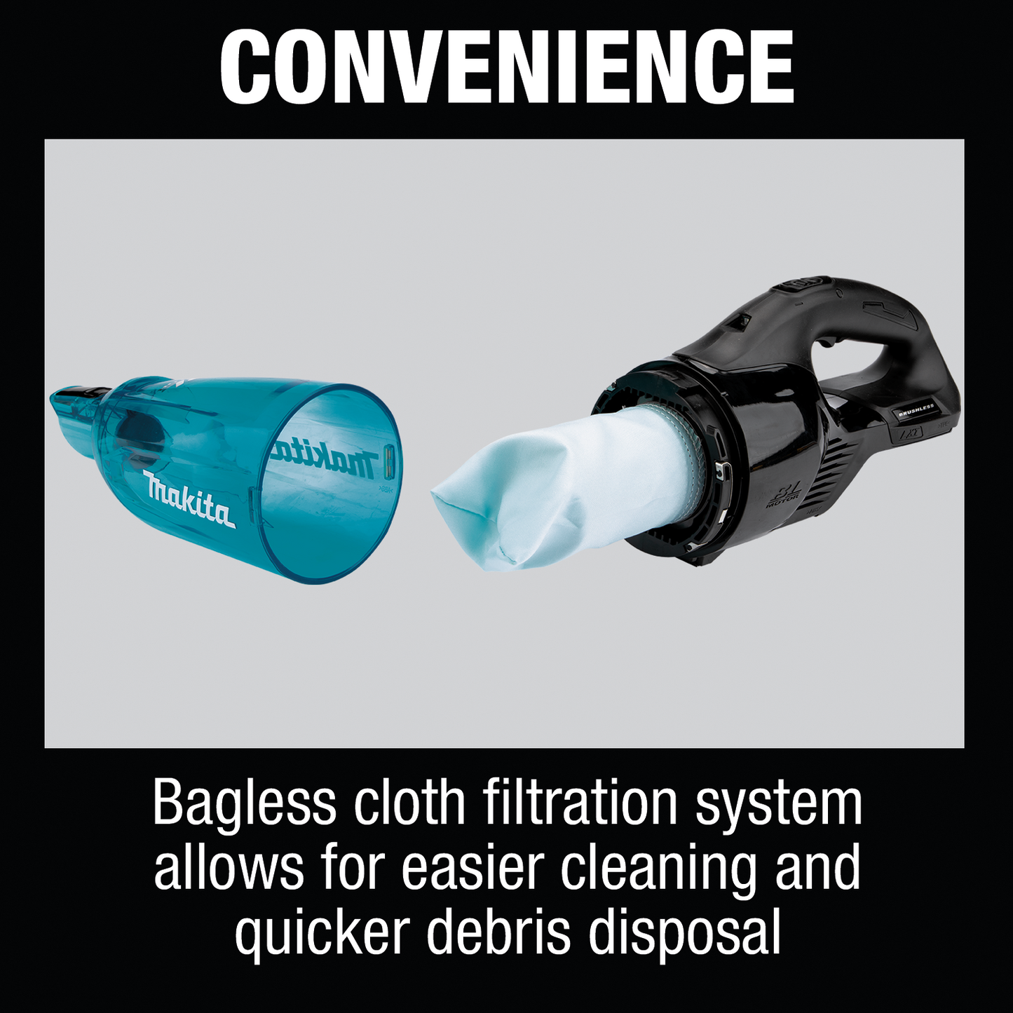 Makita XLC03ZBX4 18V LXT® Lithium‑Ion Brushless Compact Cordless Vacuum, Trigger w/ Lock, Tool Only