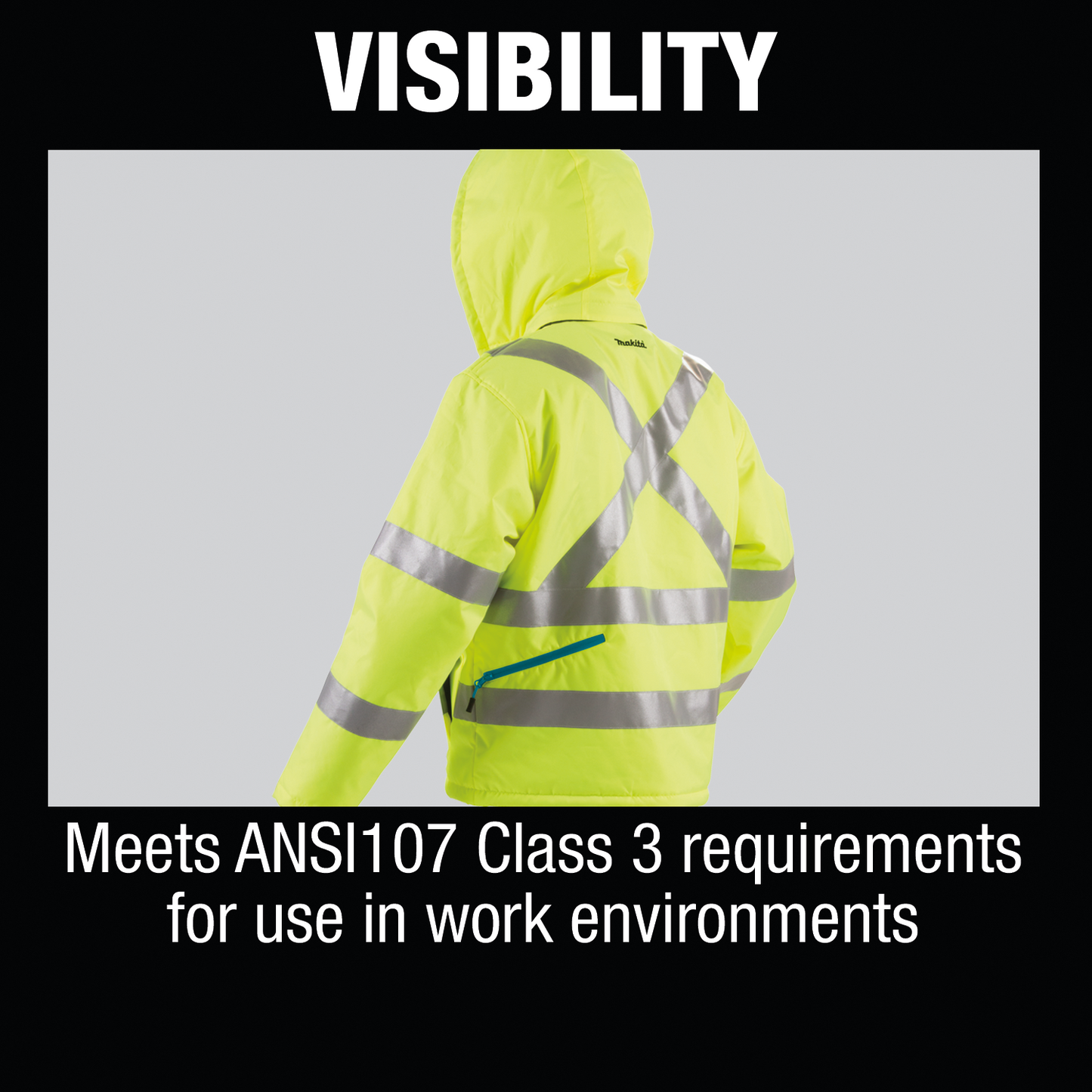 Makita DCJ206ZM 18V LXT® Lithium‑Ion Cordless High Visibility Heated Jacket, Jacket Only (M)