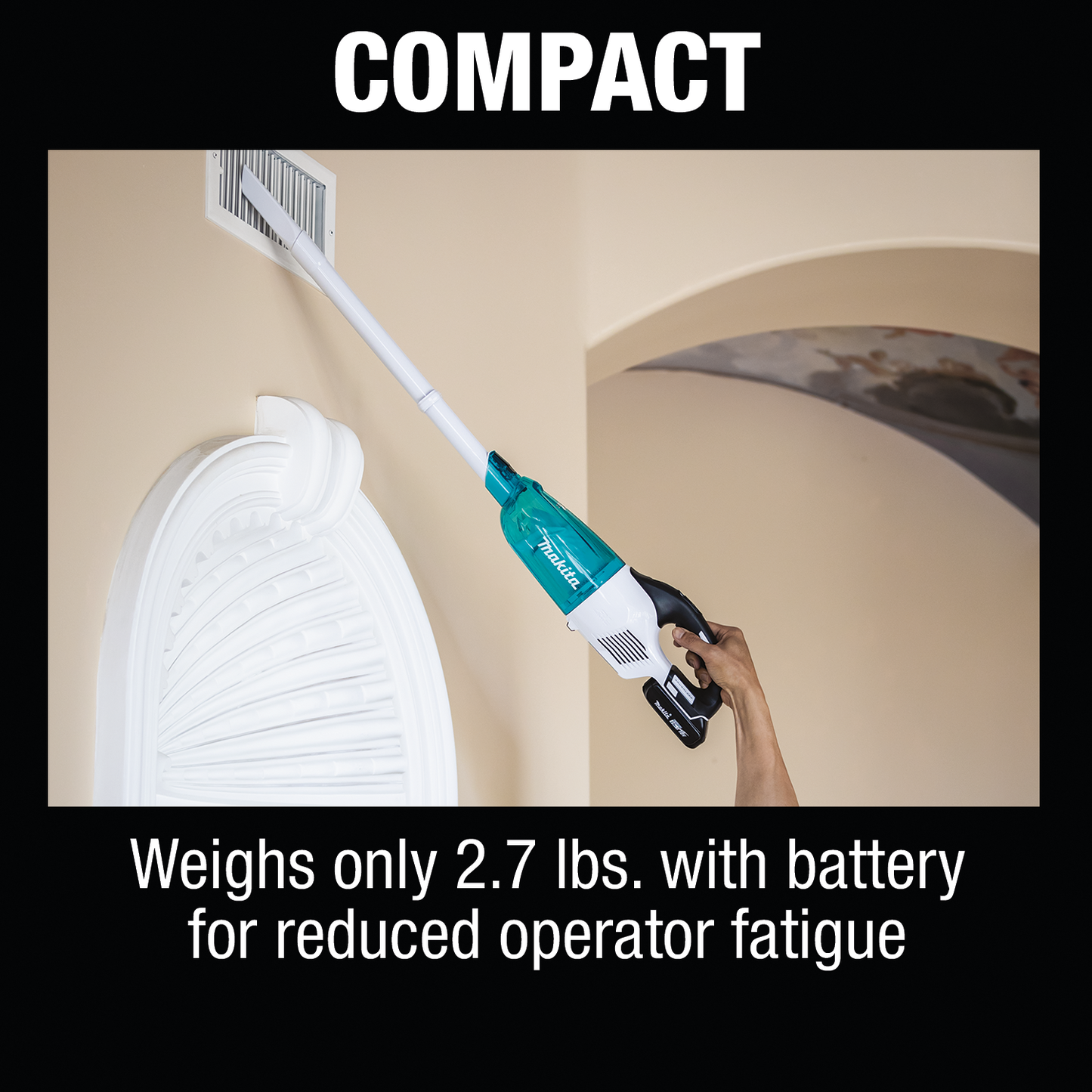 Makita XLC03R1WX4 18V LXT® Lithium‑ion Compact Brushless Cordless Vacuum Kit, Trigger w/ Lock (2.0Ah)