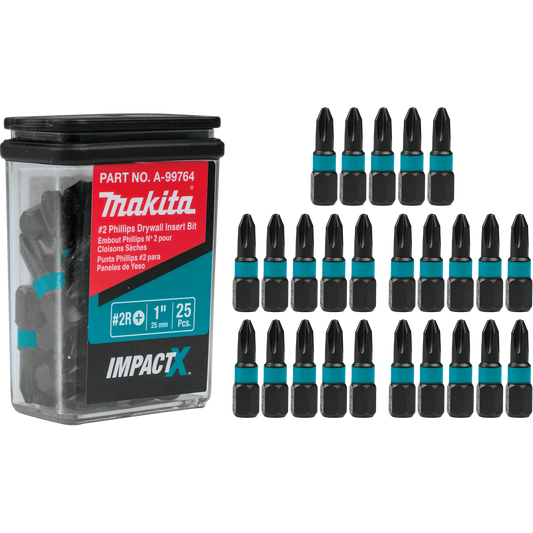 Makita A-99764 ImpactX™ #2 Phillips Drywall 1″ Insert Bit, 25/pk