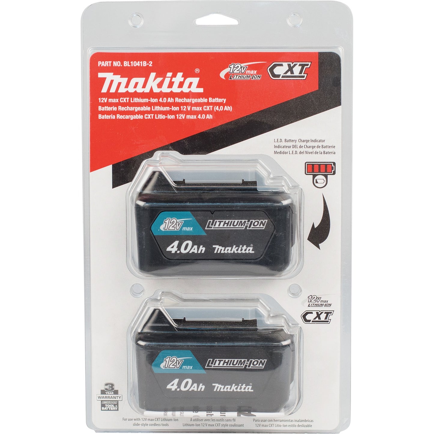 Makita BL1041B-2 12V max CXT® Lithium‑Ion 4.0Ah Battery, 2/pk