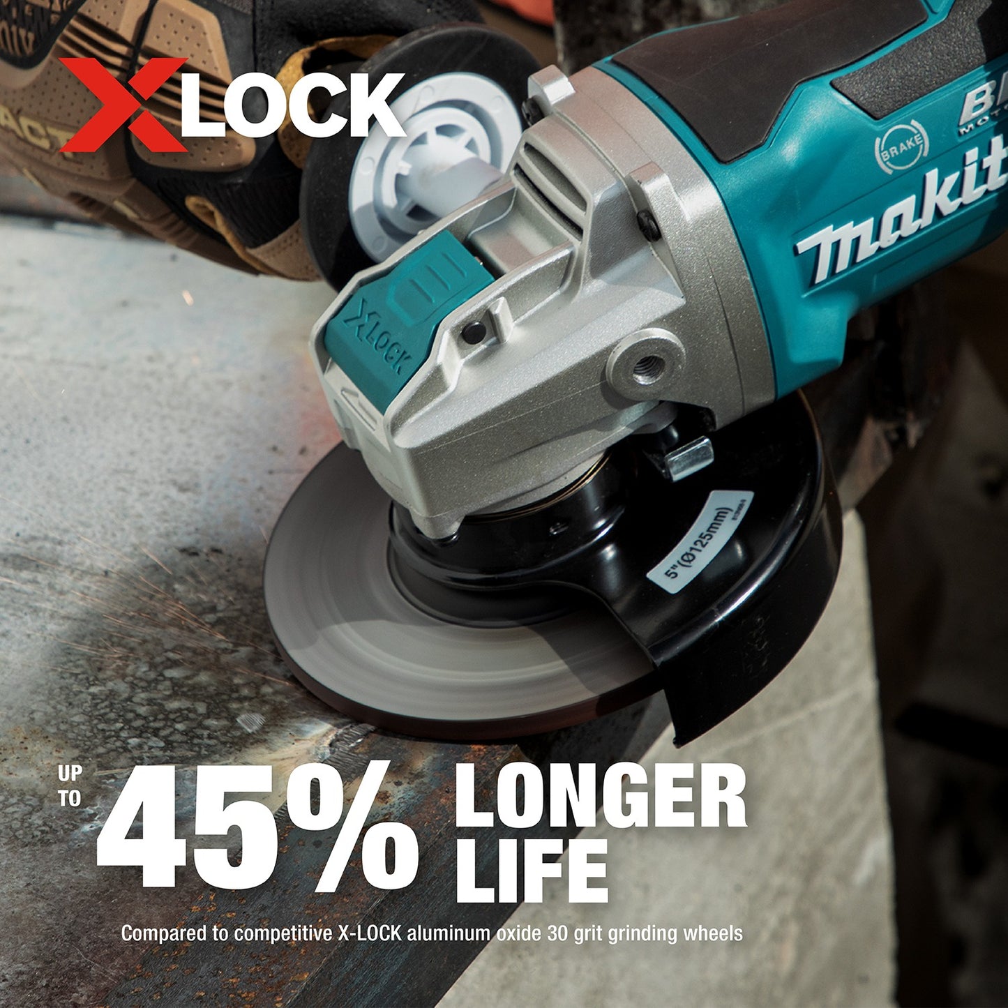 Makita E-00430 X‑LOCK 4‑1/2" x 1/4" x 7/8" Type 27 General Purpose 36 Grit Abrasive Grinding Wheel for Metal & Stainless Steel Grinding