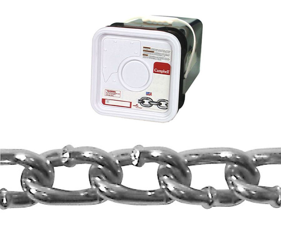 Campbell T0322026 2/0 Twist Link Machine Chain, Zinc Plated, 175' per Square Pail