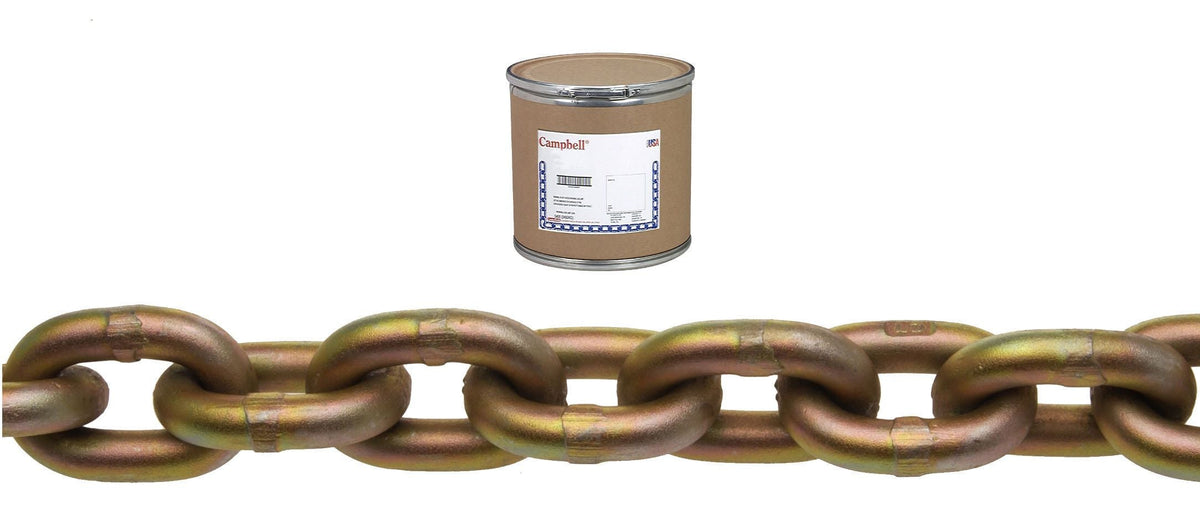 Campbell T0510810 1/2" Grade 70 Transport Chain, Yellow Chromate, 100' per Drum