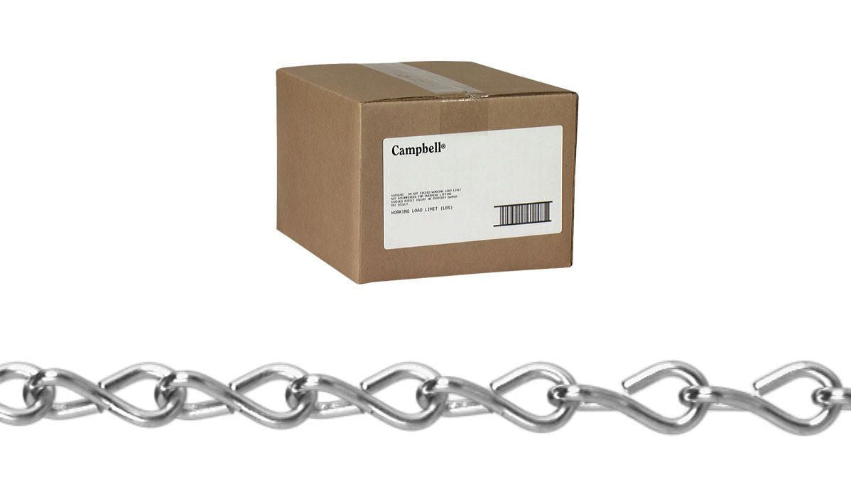 Campbell T0801424N #14 Single Steel Jack Chain, Zinc Plated, 100' per Carton