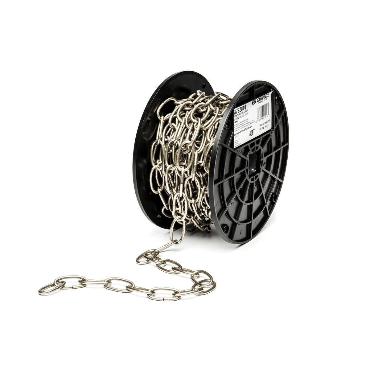 Campbell T0722010 #10 Decorator Chain, Brushed Nickel, 40' per Reel
