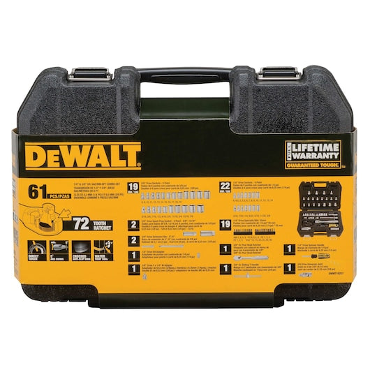 Dewalt DWMT19257 61 Piece 1/4 In & 3/8 In Drive Combination Socket Set - 6 Point