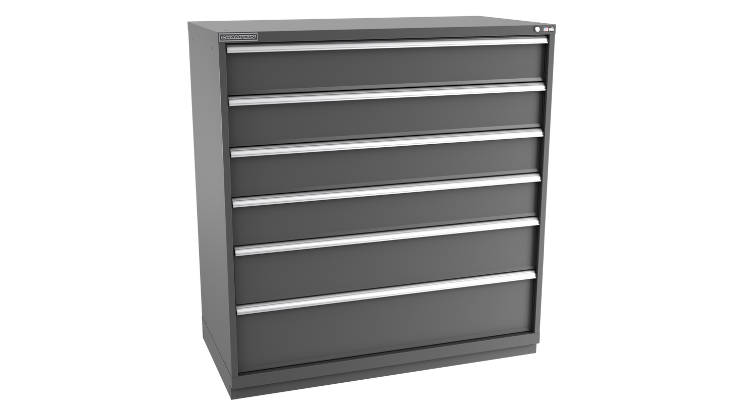 Champion Tool Storage DWS2700-0601-ILC-FTB-DG 6-Drawer Shallow Depth Modular Cabinet DWS0601 | 56-1/2"W x 59-1/2"H x 22-1/2"D, Dark Gray