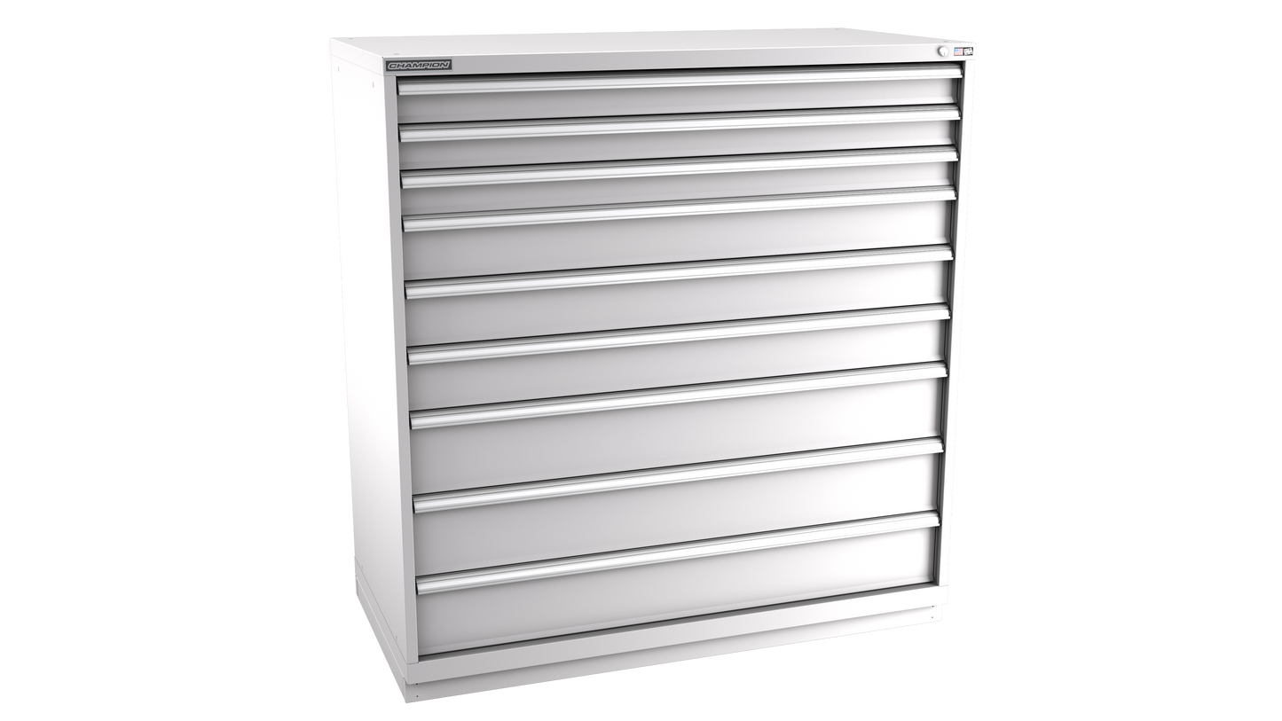 Champion Tool Storage DWS2700-0901-ILC-FTB-LG 9-Drawer Shallow Depth Modular Cabinet DWS0901 | 56-1/2"W x 59-1/2"H x 22-1/2"D, Light Gray