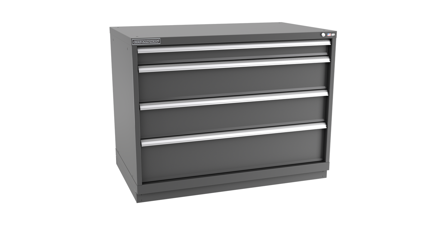 Champion Tool Storage EW1500-0402-ILC-FTB-DG 4-Drawer Standard Depth Modular Cabinet EW0402 | 47"W x 35-7/8"H x 28-1/2"D, Dark Gray
