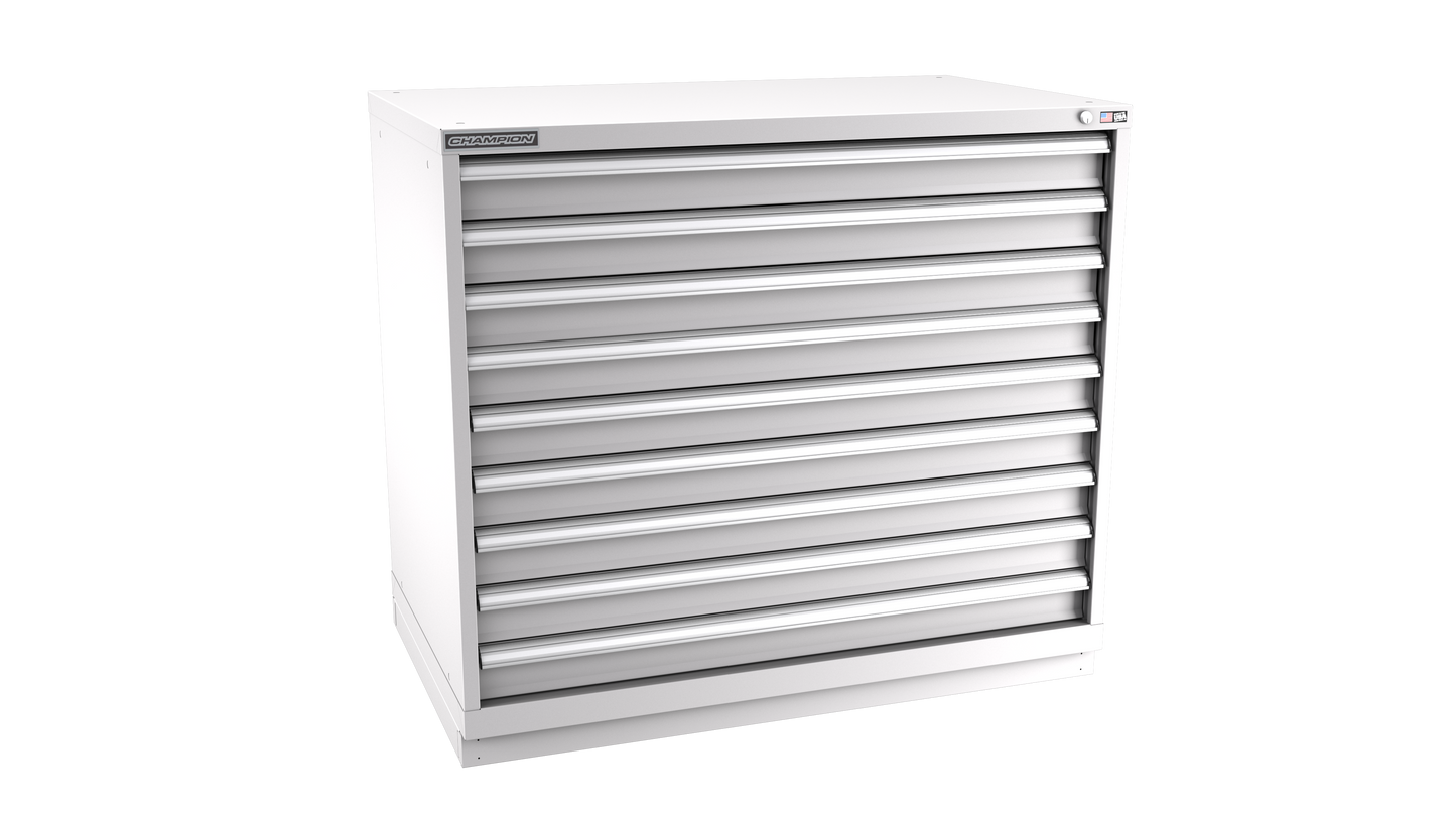 Champion Tool Storage EWS1800-0901-ILC-FTB-LG 9-Drawer Shallow Depth Modular Cabinet EWS0901 | 47"W x 41-3/4"H x 22-1/2"D, Light Gray