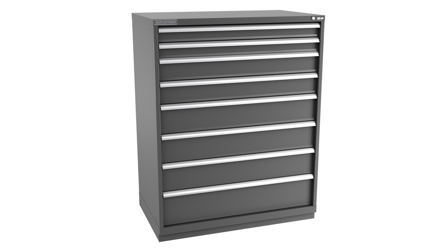 Champion Tool Storage EWS2700-0801-ILC-FTB-DG 8-Drawer Shallow Depth Modular Cabinet EWS0801 | 47"W x 59-1/2"H x 22-1/2"D, Dark Gray
