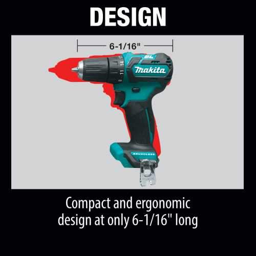 Makita FD07Z 12V max CXT® Lithium‑Ion Brushless Cordless 3/8" Driver‑Drill, Tool Only