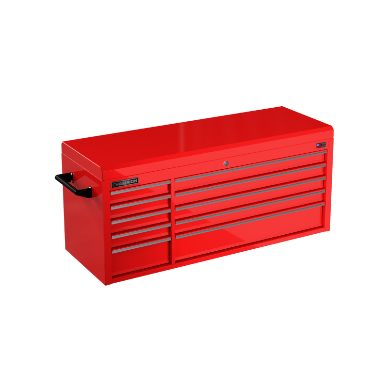 Champion Tool Storage FMP5410TC-RD 10-Drawer Standard Depth 54" FMPRO Top Chest | 54"W x 23"H x 20"D, Gloss Red