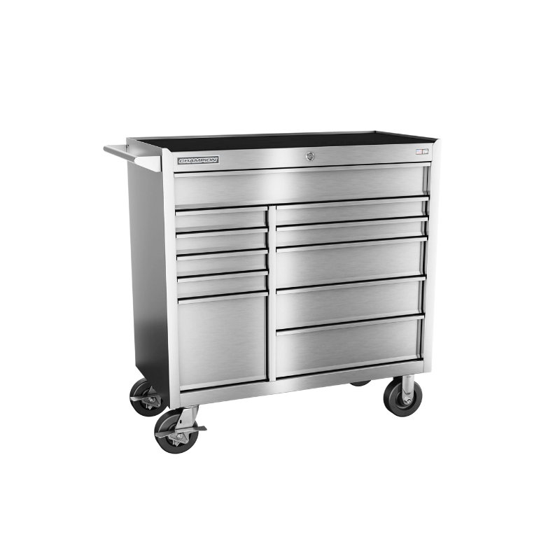 Champion Tool Storage FMPS4111RC 11-Drawer Standard Depth 41" FMPRO SST Roll Cab | 41"W x 43"H x 20"D, Stainless