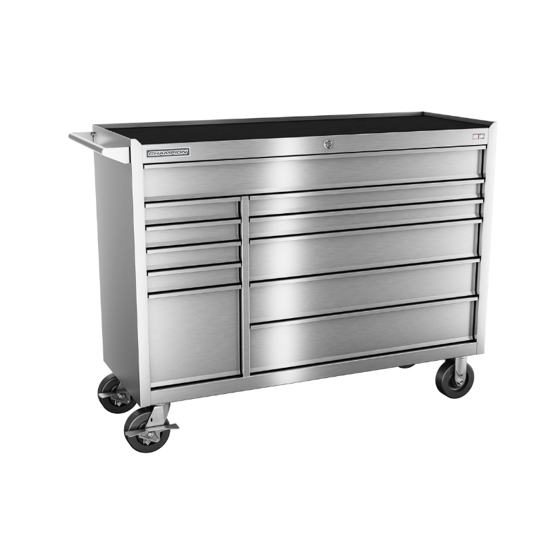 Champion Tool Storage FMPS5411RC 11-Drawer Standard Depth 54" FMPRO SST Roll Cab | 54"W x 43"H x 20"D, Stainless