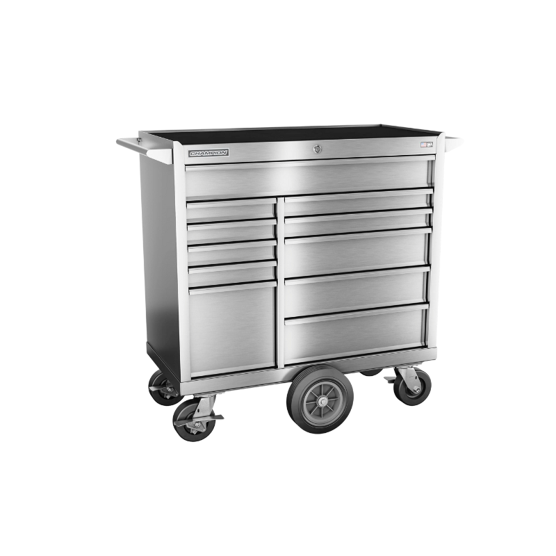 Champion Tool Storage FMPSA4111MC 11-Drawer Standard Depth 41" FMPRO Plus SST Maintenance Cart | 41"W x 45"H x 20"D, Stainless