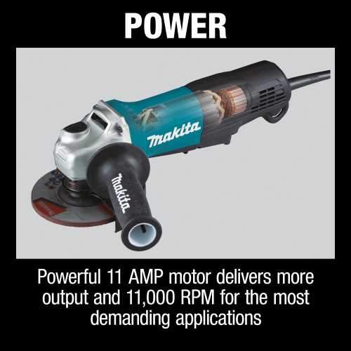 Makita GA4553R 4‑1/2" Paddle Switch Angle Grinder, with Non‑Removable Guard