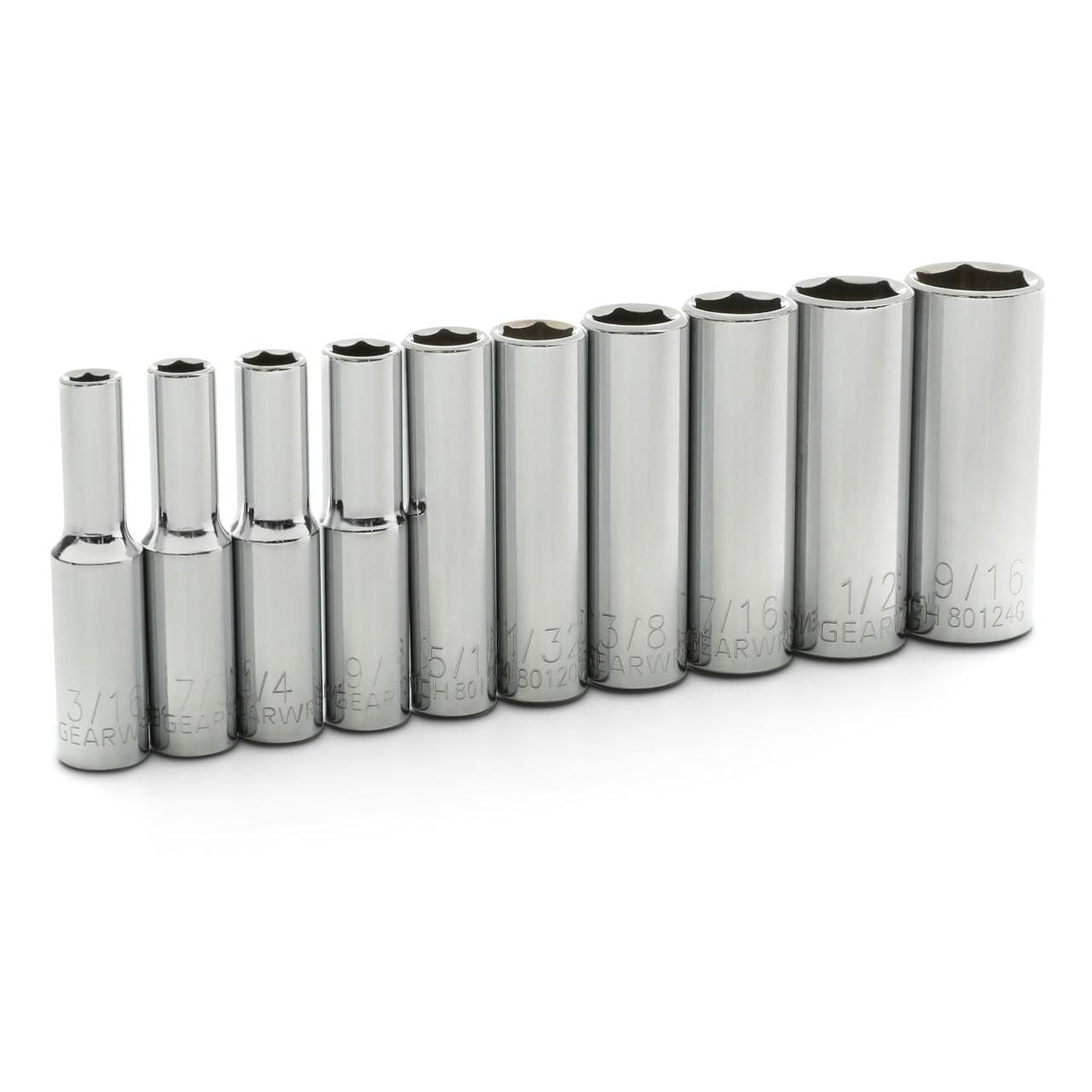 Gearwrench 80305 10 Piece 1/4" Drive 6 Point Deep SAE Socket Set