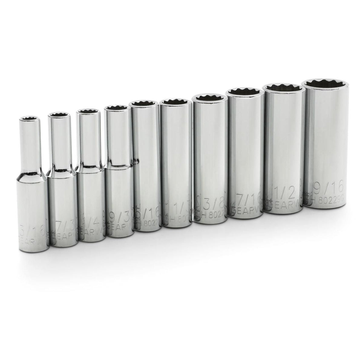 Gearwrench 80309D 10 Piece 1/4" Drive 12 Point Deep SAE Socket Set