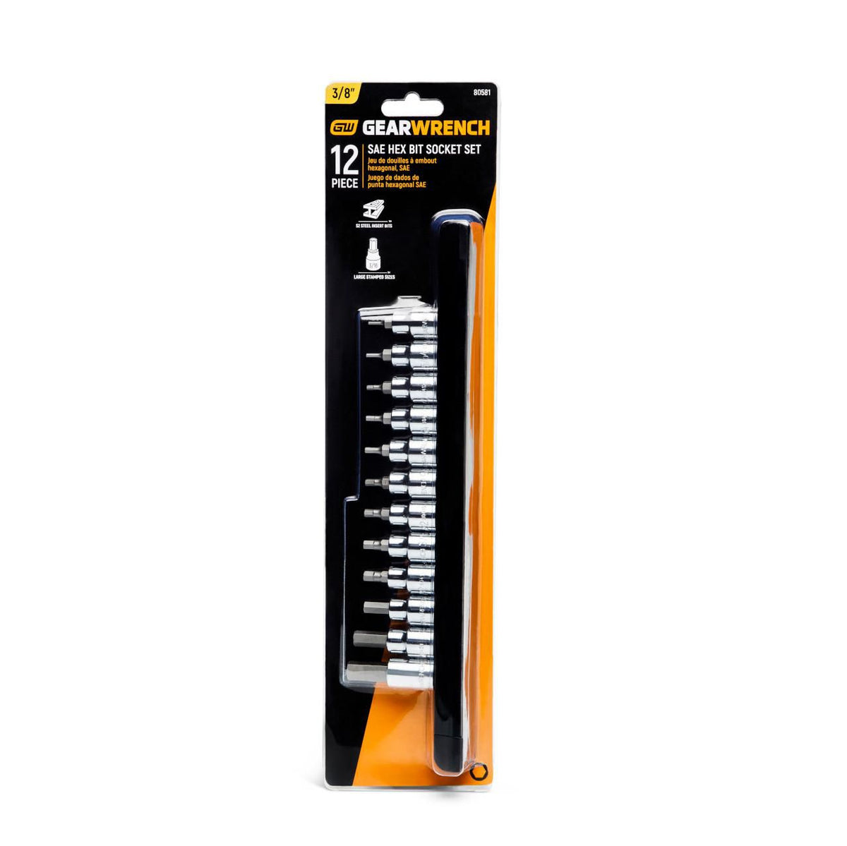 Gearwrench 80581 12 Piece 3/8" Drive Hex Bit SAE Socket Set