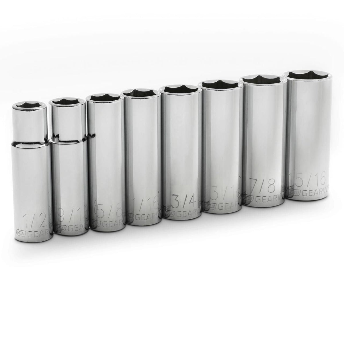 Gearwrench 80705 8 Piece 1/2" Drive 6 Point Deep SAE Socket Set