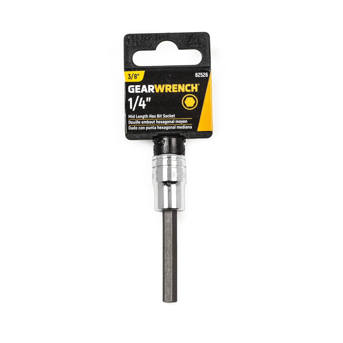 Gearwrench 82526 3/8" Drive Mid Length Hex Bit SAE Socket 1/4"