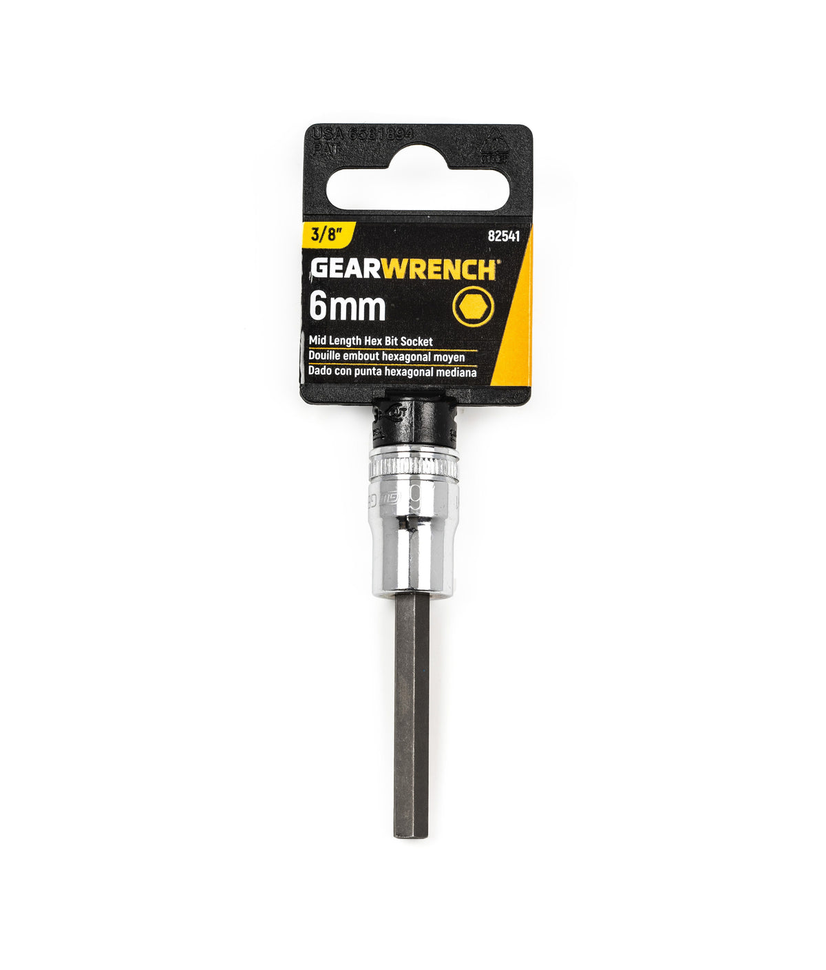 Gearwrench 82541 3/8" Drive Mid Length Hex Bit Metric Socket 6mm
